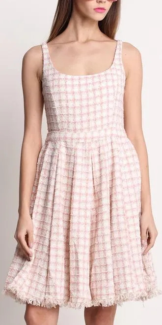 Frayed Tweed Lattice Dress