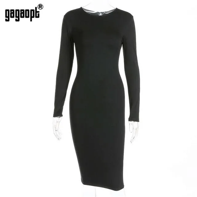 Gagaopt Summer Dresses Women 95% Cotton Knee-Length Skinny Office Dress Short Sleeve Bandage Bodycon Beach Dress Vestidos Robes