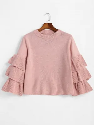 Graceful Sleeve Flouncy Pullover Sweater