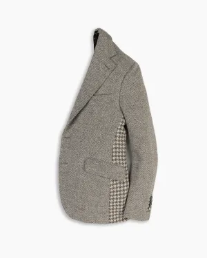 Grey Geometric Contrast Hip Blazer