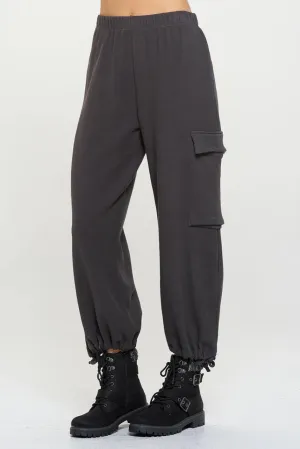 Grey Ribbed Cargo Pant