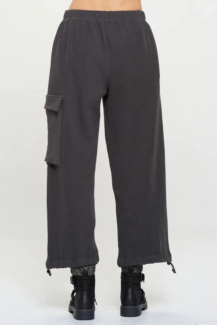 Grey Ribbed Cargo Pant