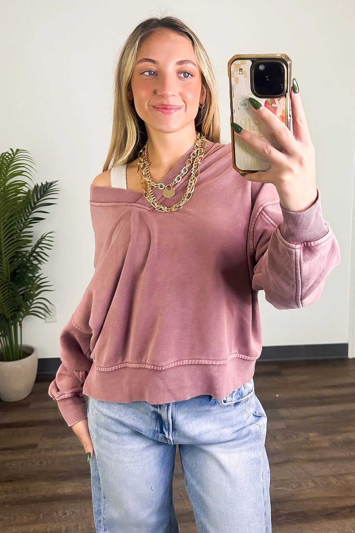 Keera Mineral Wash V-Neck Pullover