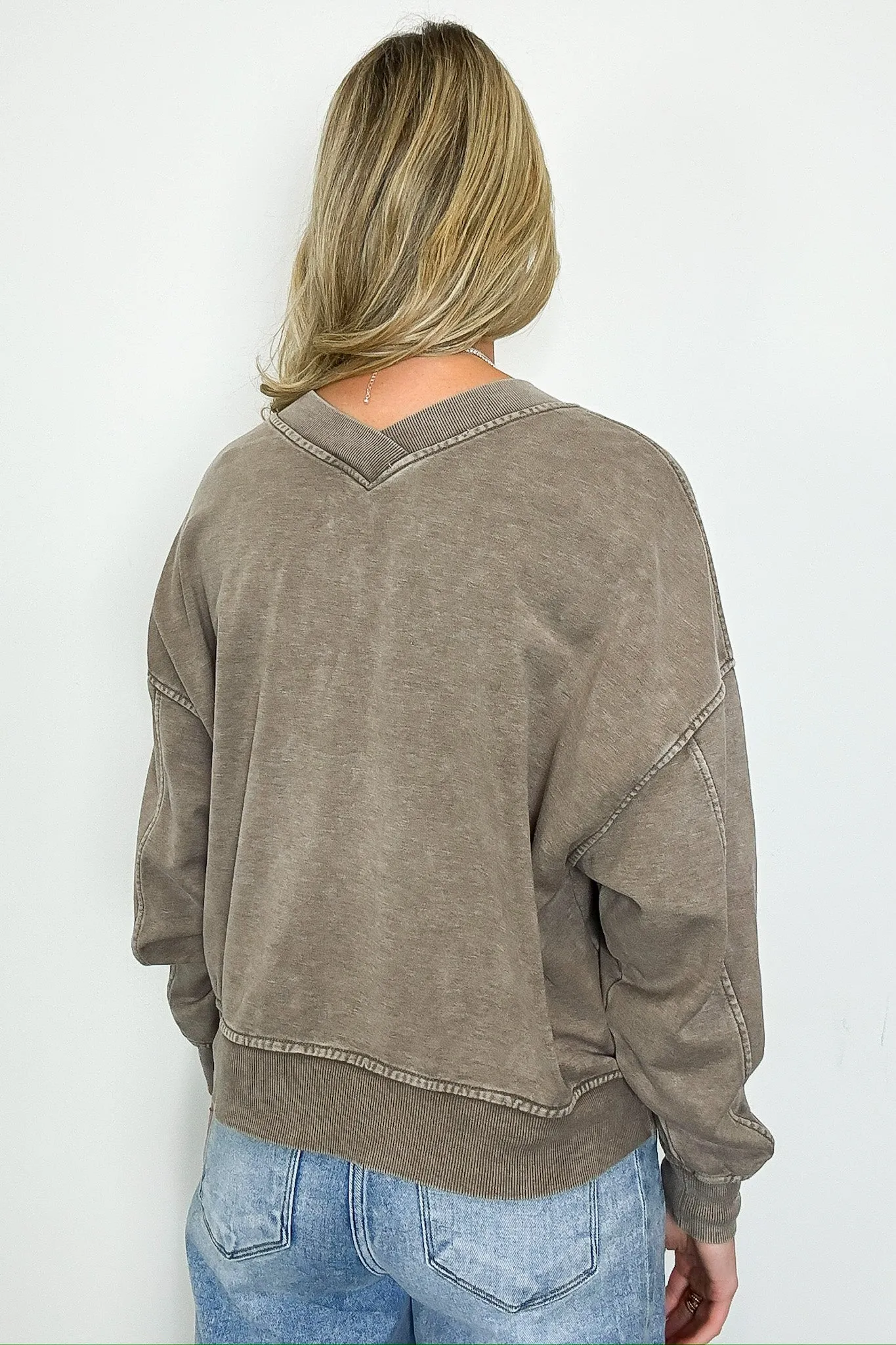 Keera Mineral Wash V-Neck Pullover