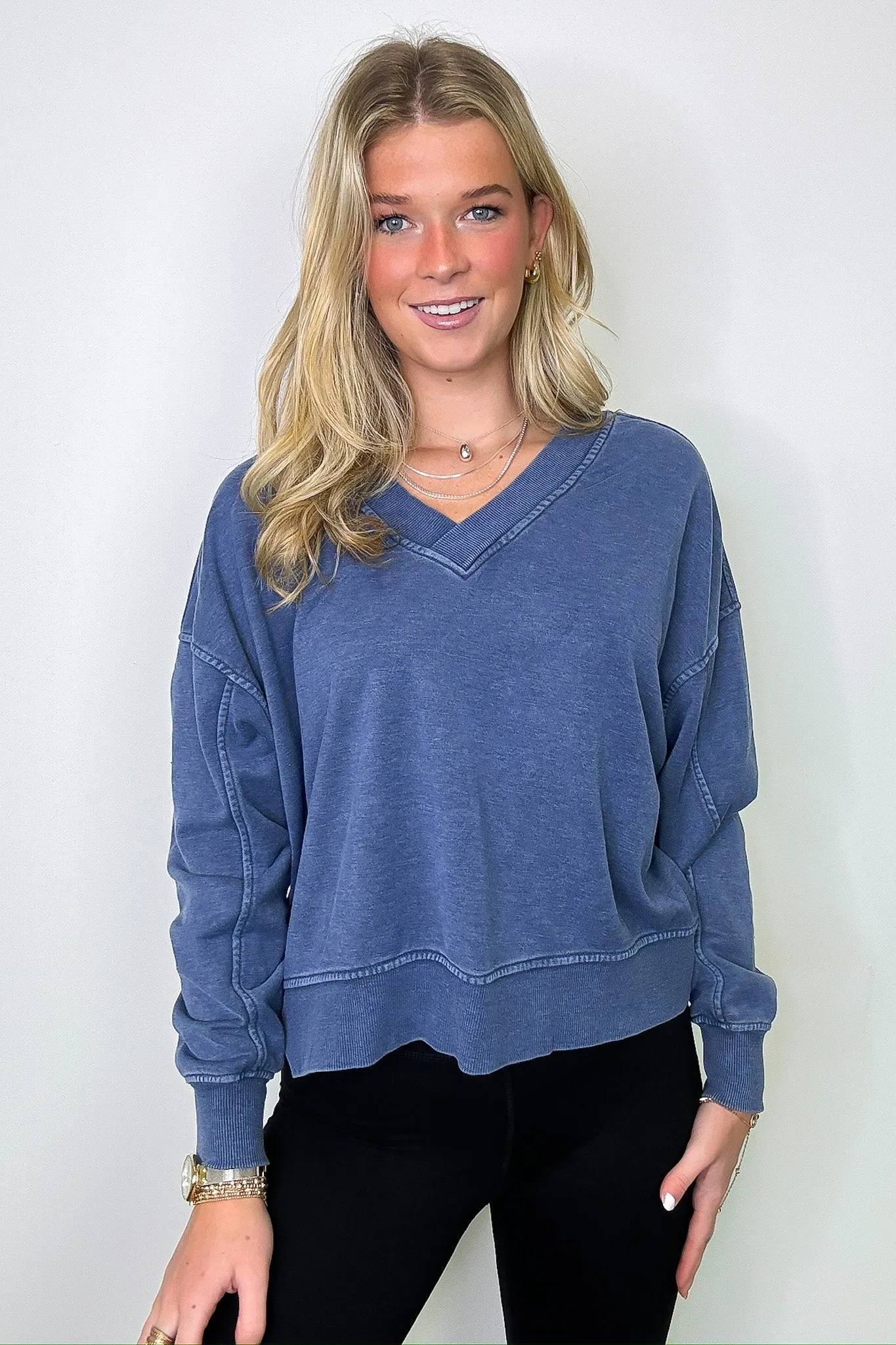 Keera Mineral Wash V-Neck Pullover