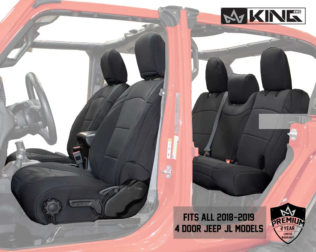 KING 4WD | Jeep Wrangler Unlimited JL 4 Door 2018-2019 Neoprene Seat Covers Black (11010801)