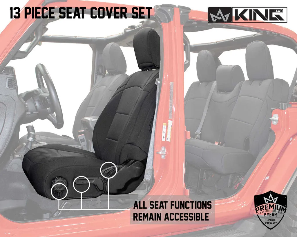 KING 4WD | Jeep Wrangler Unlimited JL 4 Door 2018-2019 Neoprene Seat Covers Black (11010801)