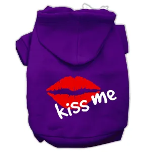 Kiss Me Screen Print Pet Hoodies Purple Size XL (16)