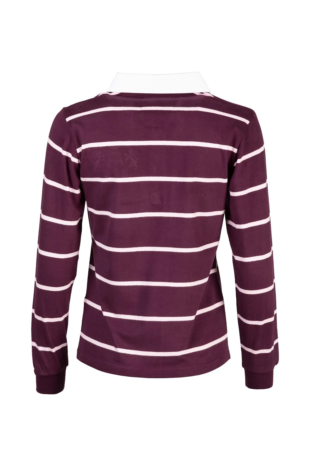 Ladies Striped Rugby Shirt - Ruby