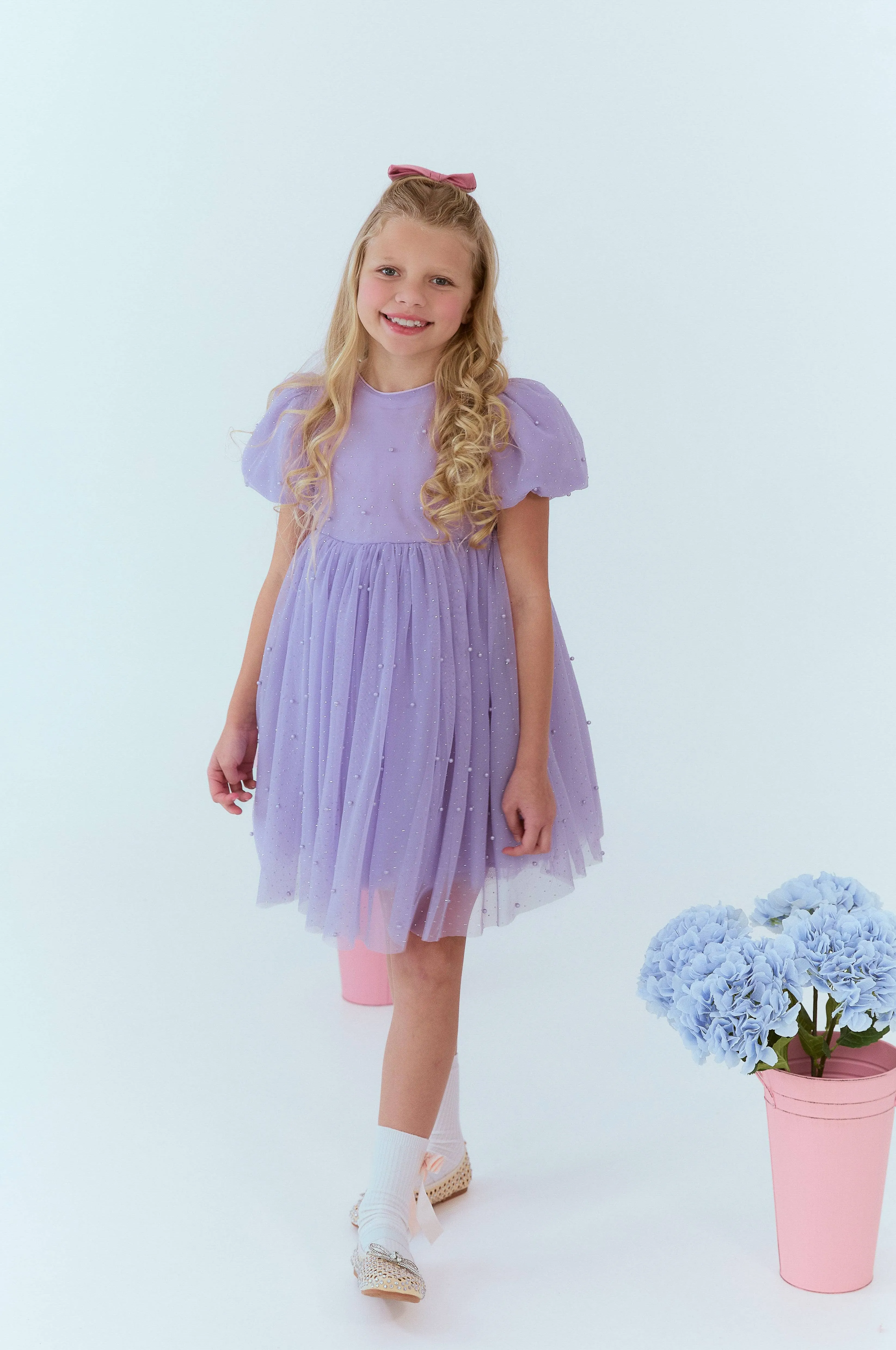 Lavender Crystal Pearl Tulle Dress