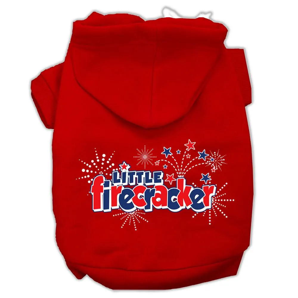 Little Firecracker Screen Print Pet Hoodies Red Size XS (8)