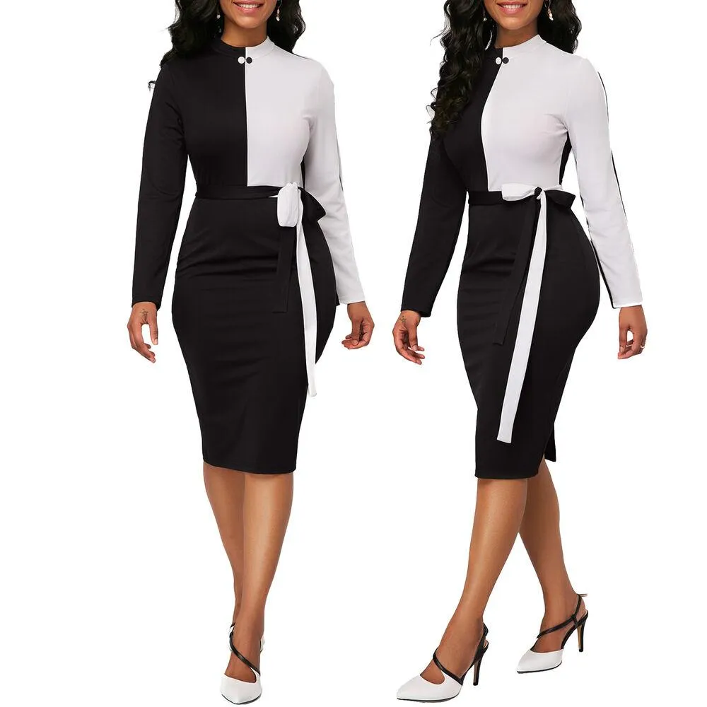 Long Sleeve Office Wear Bodycon Mini Dress