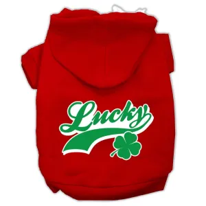 Lucky Swoosh Screen Print Pet Hoodies Red Size Med (12)