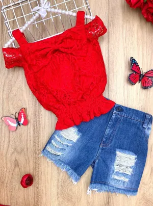 Make A Statement Denim Short Set