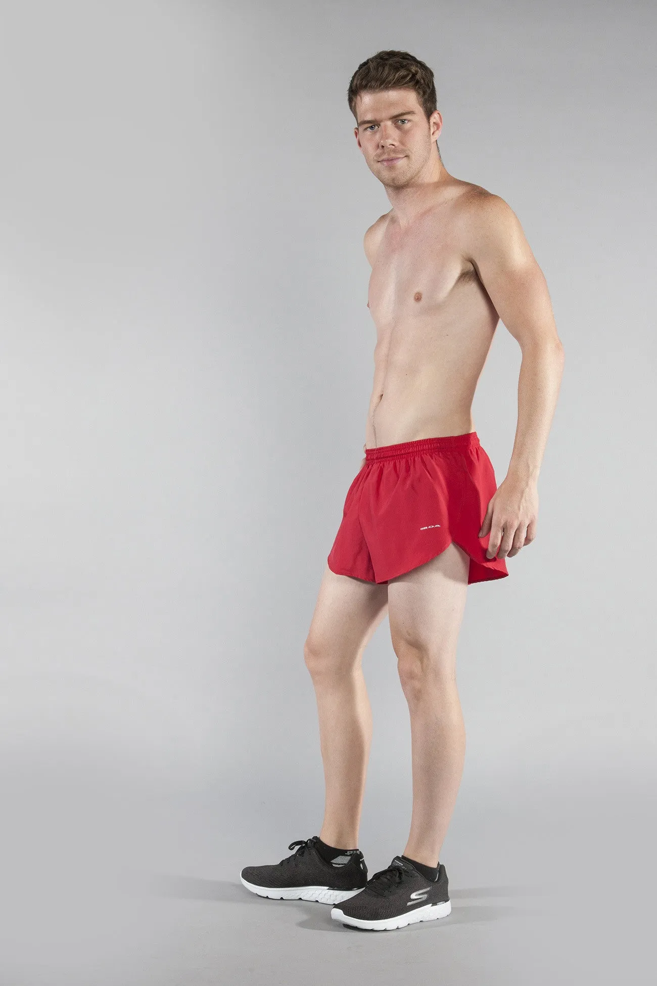 Men's Solid 1" Elite Split Shorts - Red