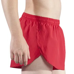 Men's Solid 1" Elite Split Shorts - Red