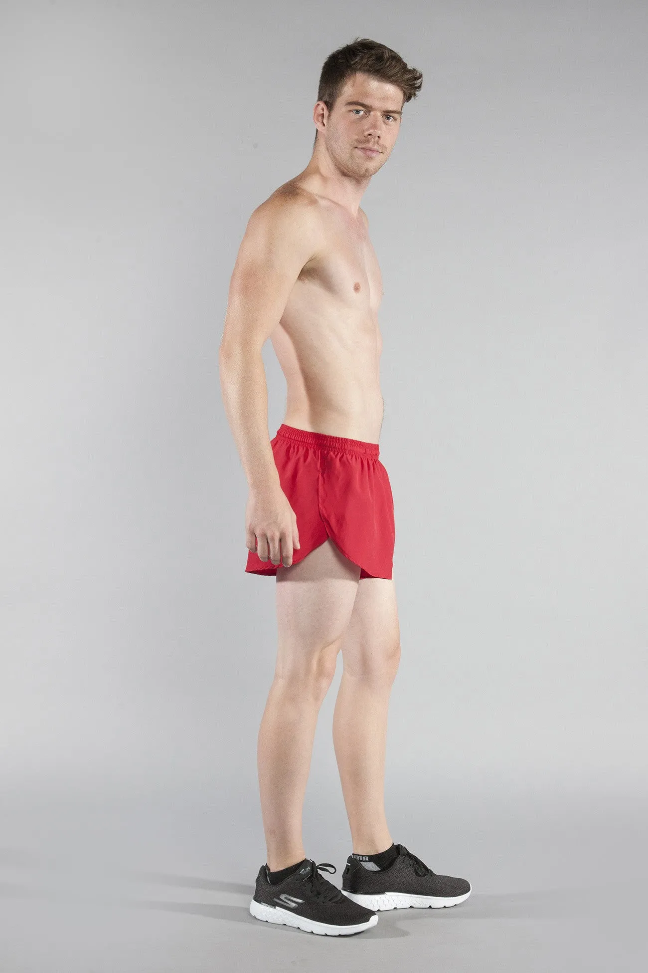 Men's Solid 1" Elite Split Shorts - Red