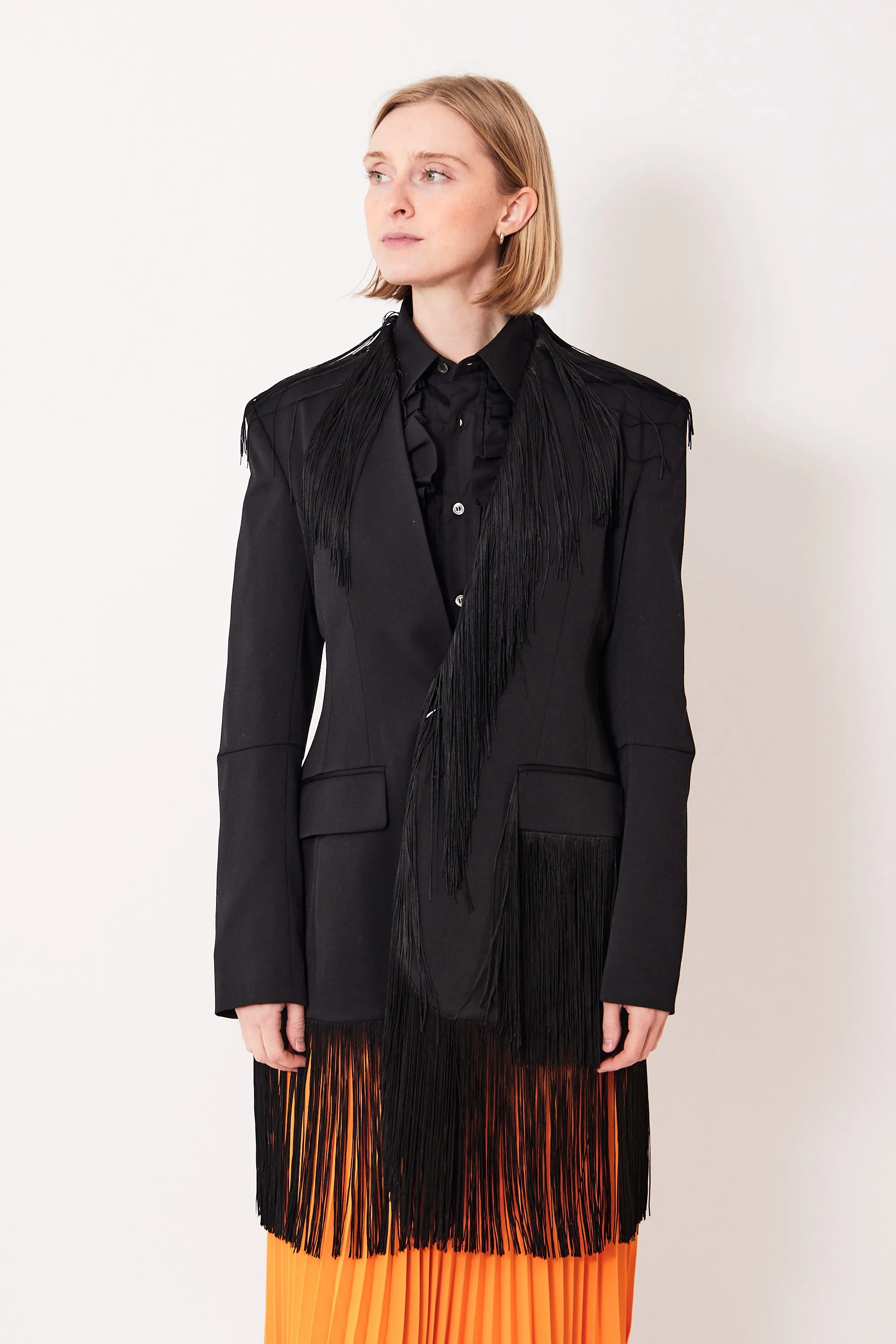 MM6 Maison Margiela Tailoring Wool Fitted Fringe Jacket