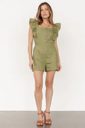 Montgomery Denim Romper | Olive