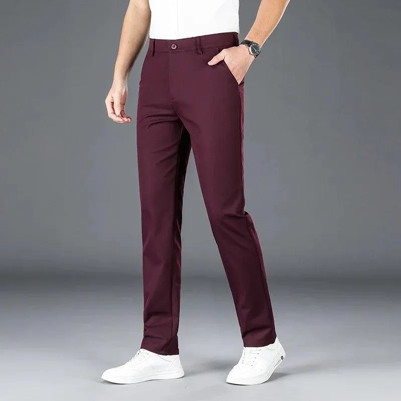 New Micro Elastic Burgundy Pants