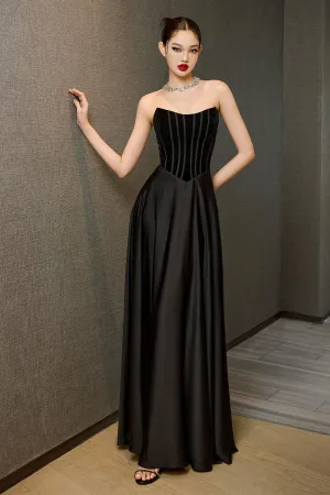 Pearl Party A-line Scoop Neck Silk Floor Length Dress