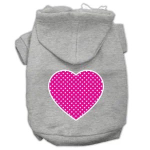 Pink Swiss Dot Heart Screen Print Pet Hoodies Grey Size Xl (16)