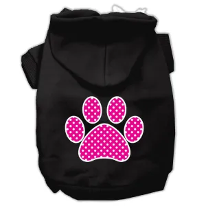 Pink Swiss Dot Paw Screen Print Pet Hoodies Black Size XXL (18)