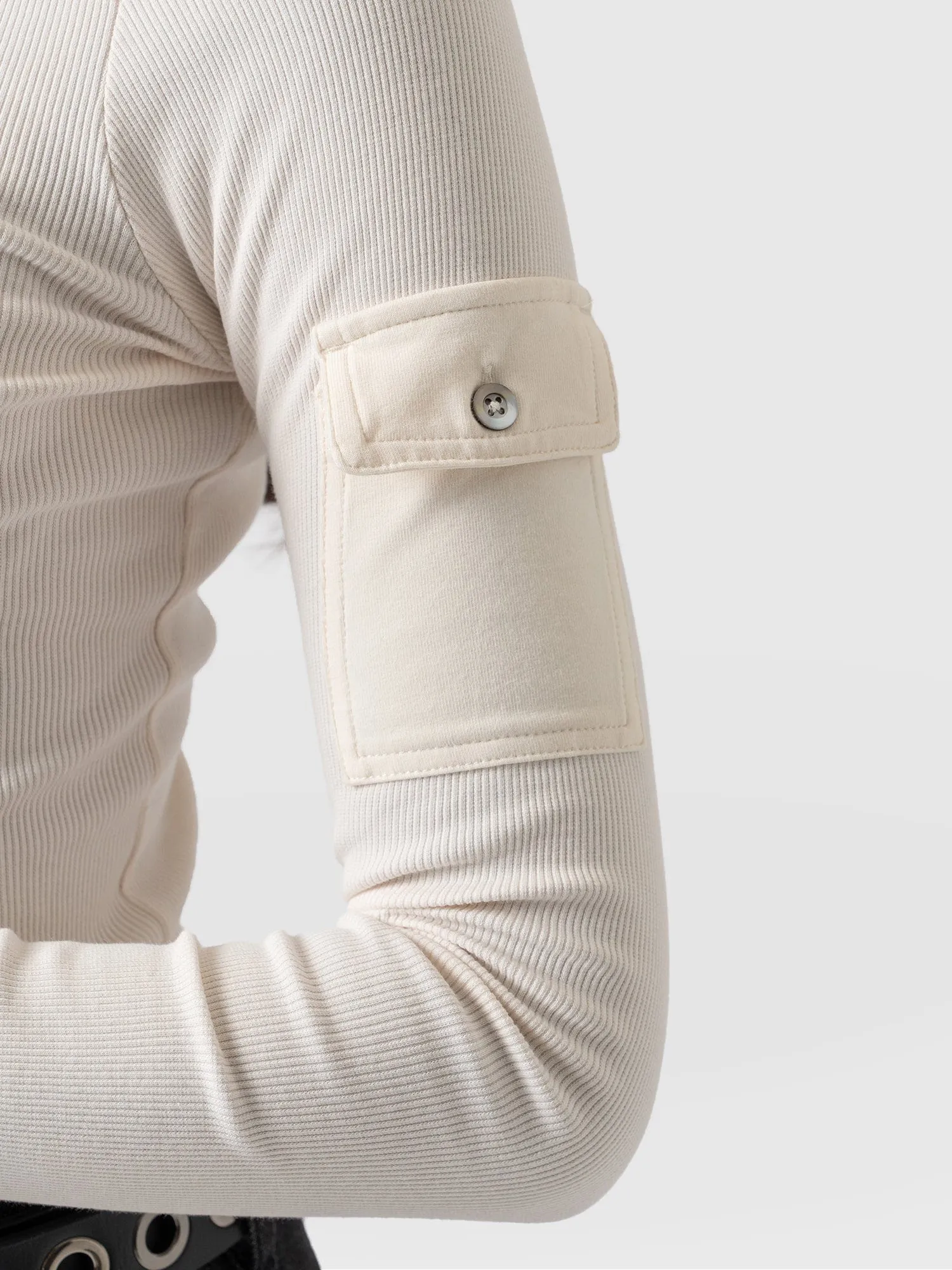 Pocket Roll Neck - Cream