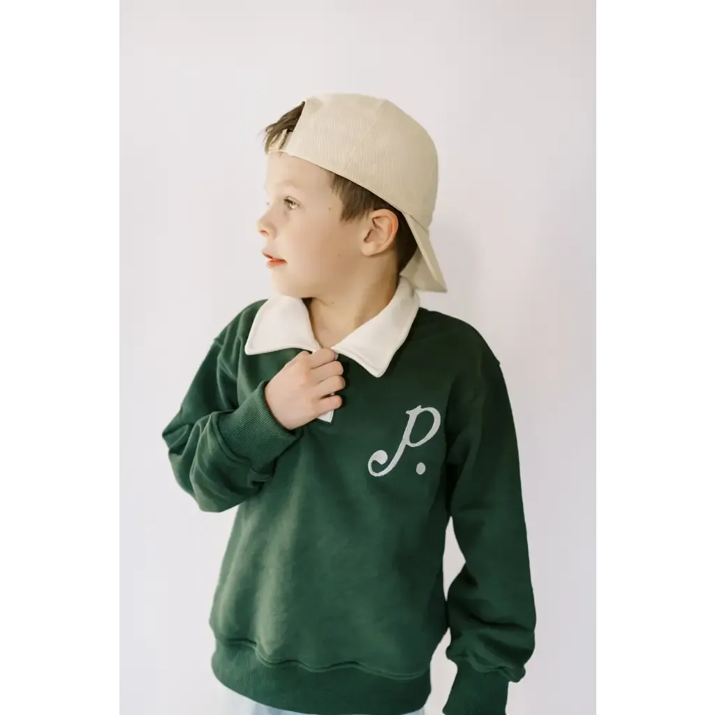 "P" Kids Embroidered Polo Pullover