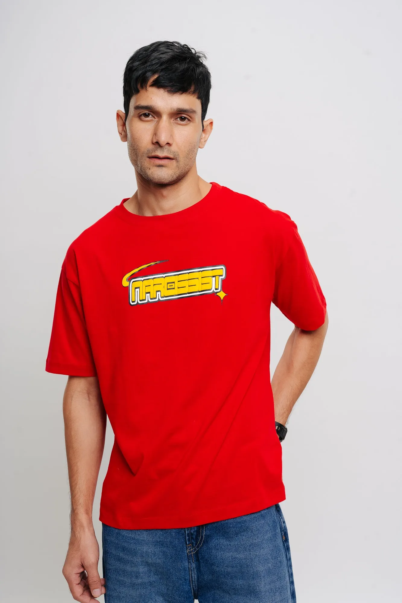 Red Narcissist Men's Oversized Tees