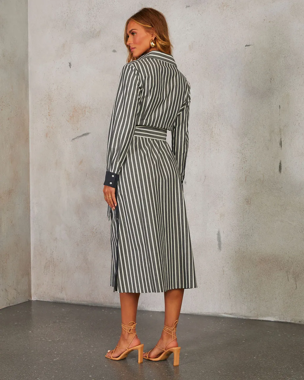 Sammi Waist Tie Midi Shirt Dress