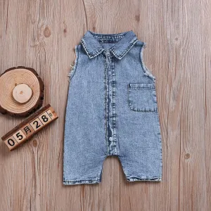 Short-sleeve Denim Romper u1