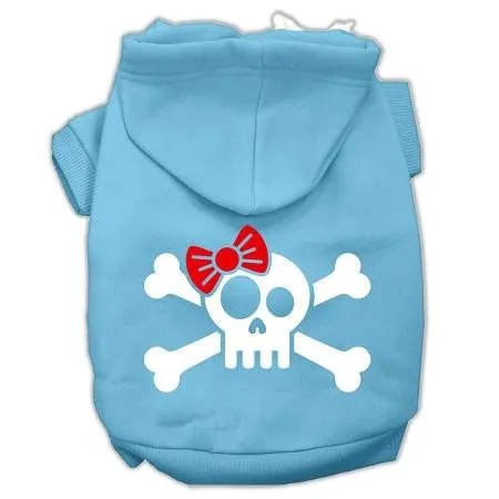 Skull Crossbone Bow Screen Print Pet Hoodies Baby Blue Size XXL (18)