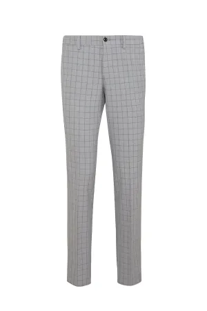 Slim Fit Plaid Gray Side Pocket Low Waist Dress Pants