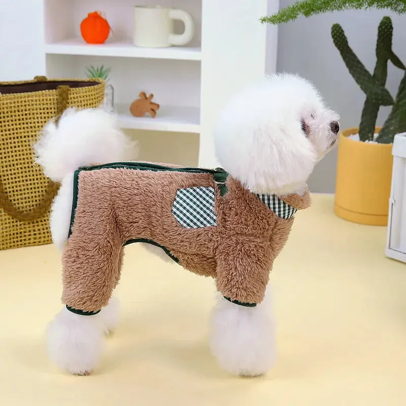 Snuggle in Style: Soft Warm Dog Jumpsuits with Zipper - Cozy Winter Jacket for Small Dogs, Puppies, Yorkies, Teddy Bears, and French Bulldogs