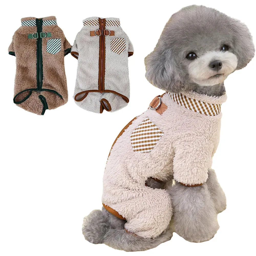 Snuggle in Style: Soft Warm Dog Jumpsuits with Zipper - Cozy Winter Jacket for Small Dogs, Puppies, Yorkies, Teddy Bears, and French Bulldogs