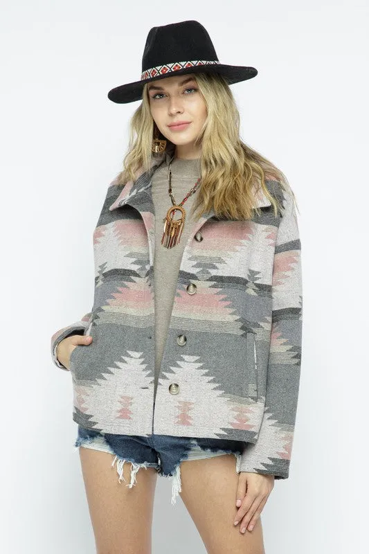 Soft Comfy Lightweight Aztec Pattern Jacket