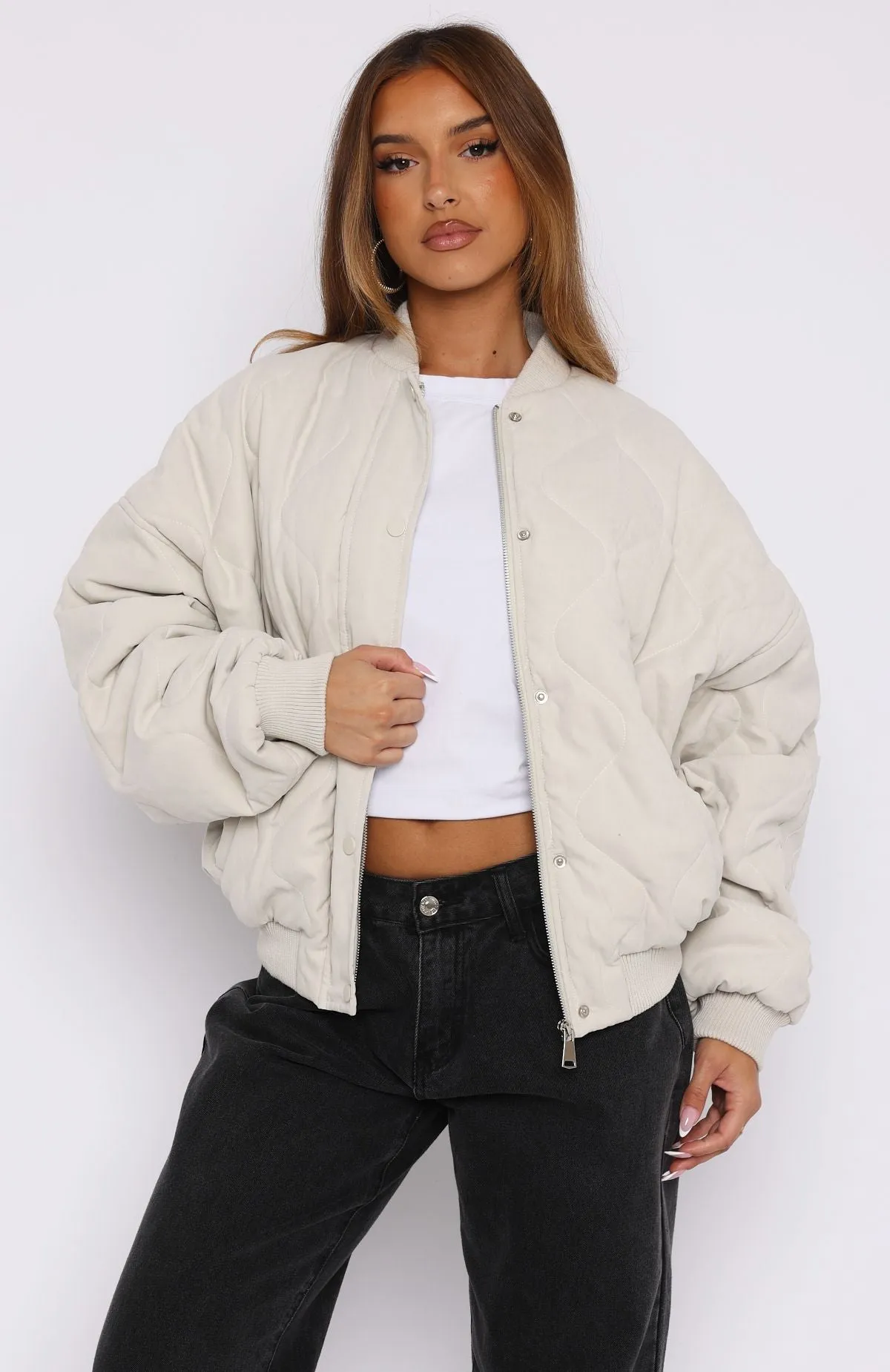 Soft Love Bomber Jacket Beige