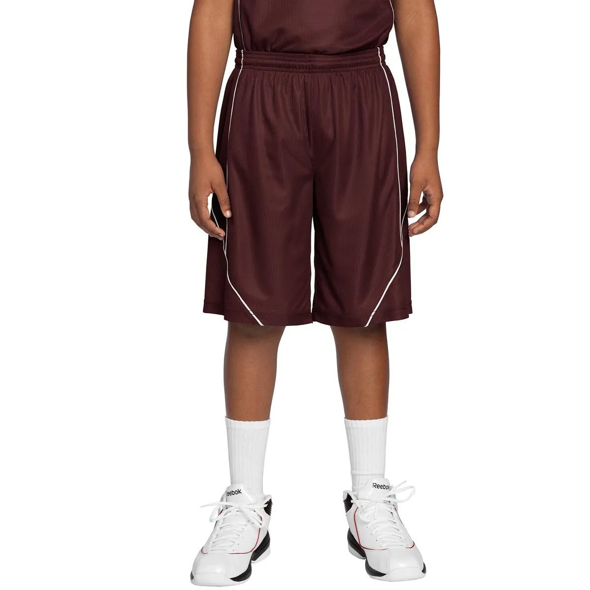 Sport-Tek Youth Maroon PosiCharge Mesh Reversible Spliced Shorts