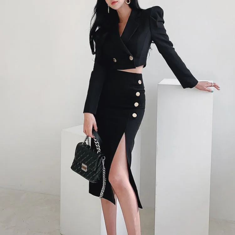 Spring Office Lady Two Pieces Blazer Dresses