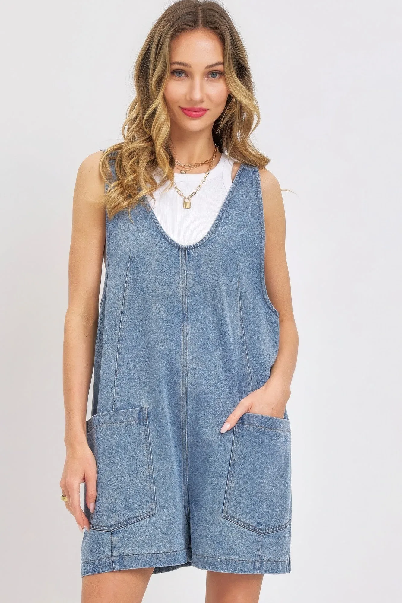 Summer Denim Overall Romper for Women