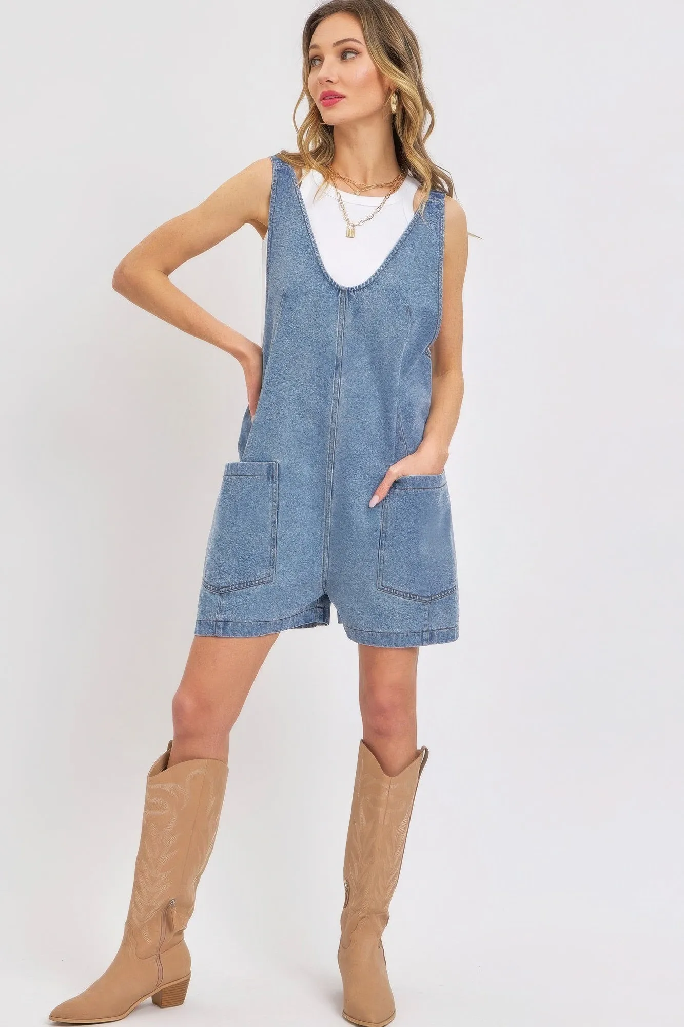 Summer Denim Overall Romper for Women