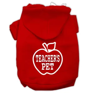 Teachers Pet Screen Print Pet Hoodies Red Size XS (8)