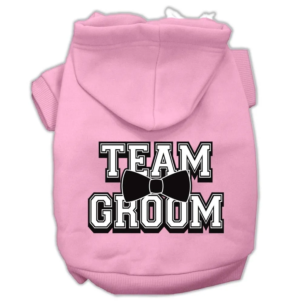 Team Groom Screen Print Pet Hoodies Light Pink Size XL (16)