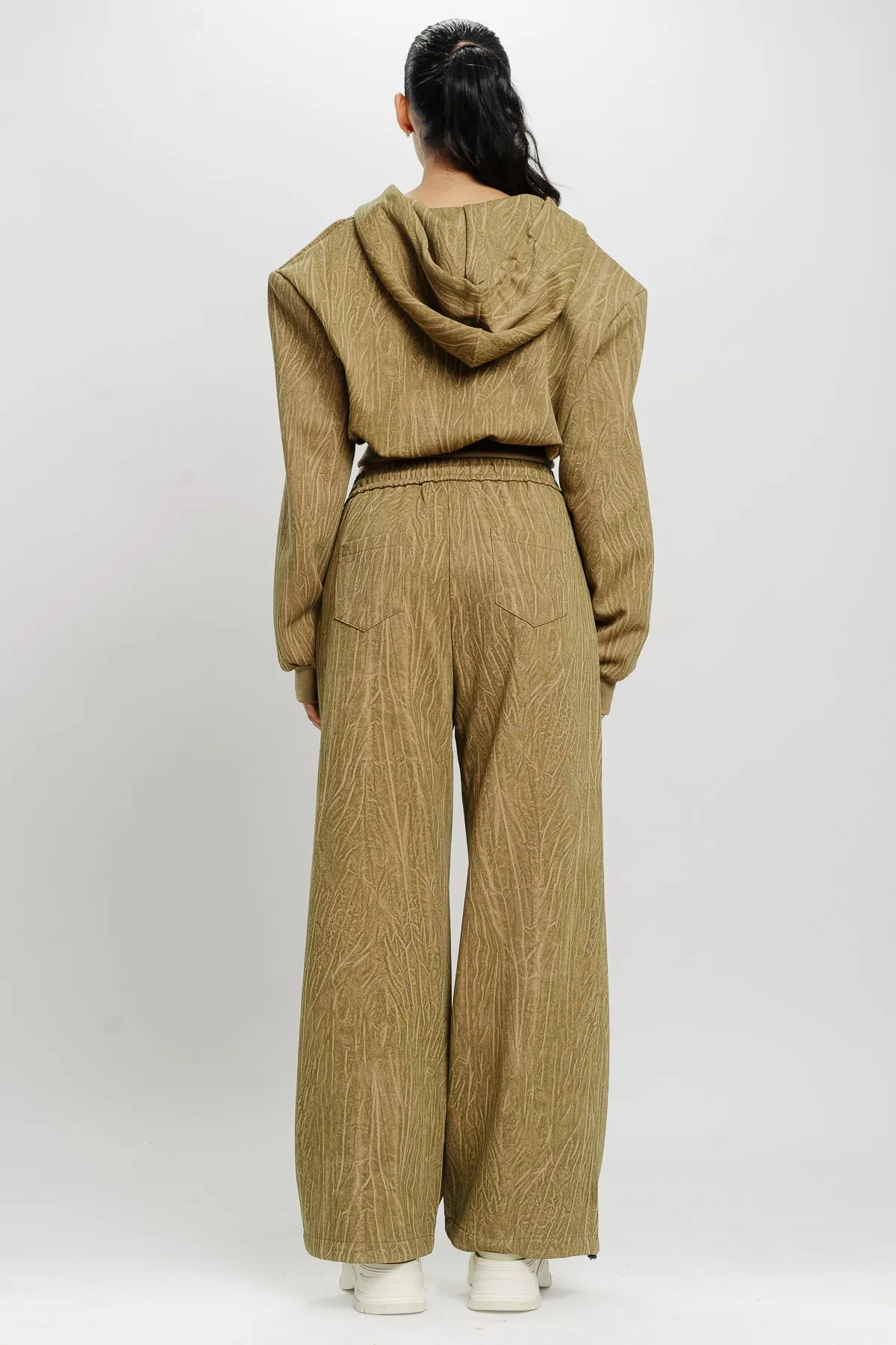 Textured Khaki Straight Fit Pant