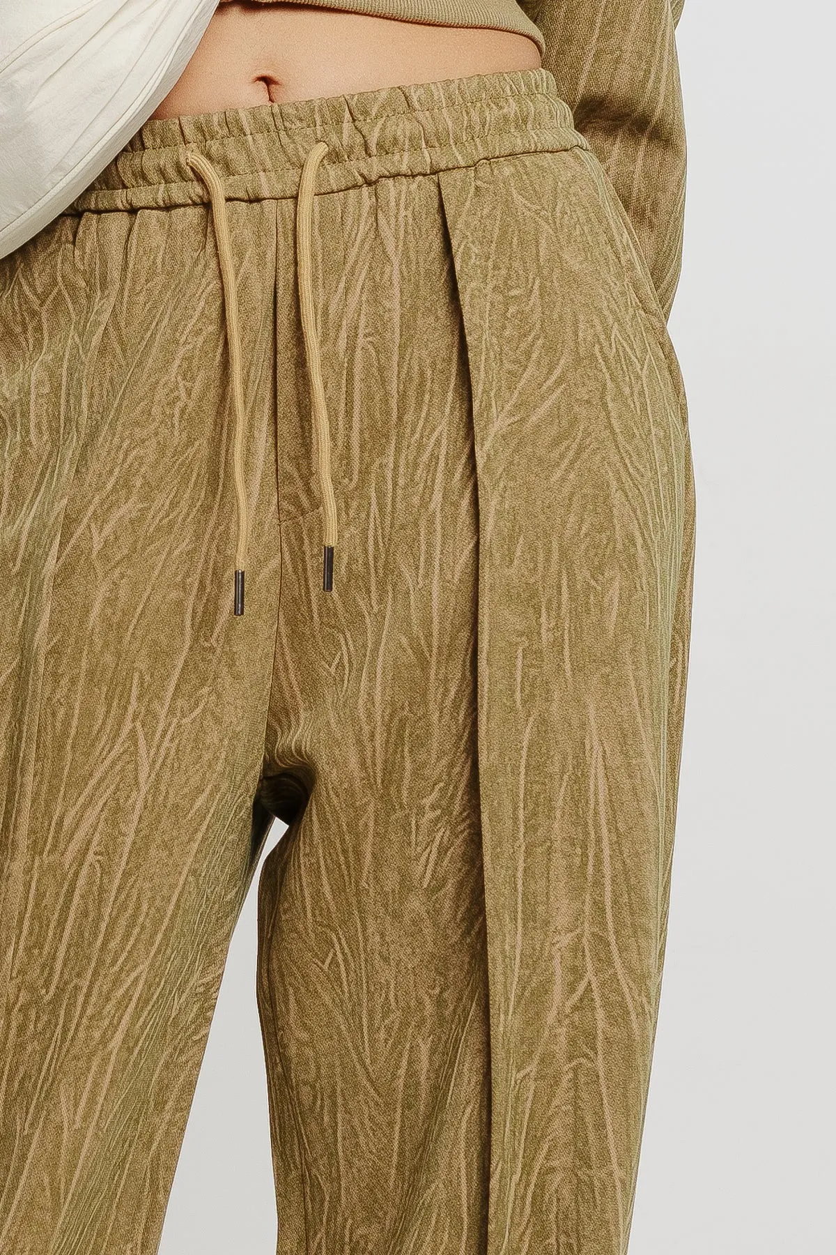 Textured Khaki Straight Fit Pant