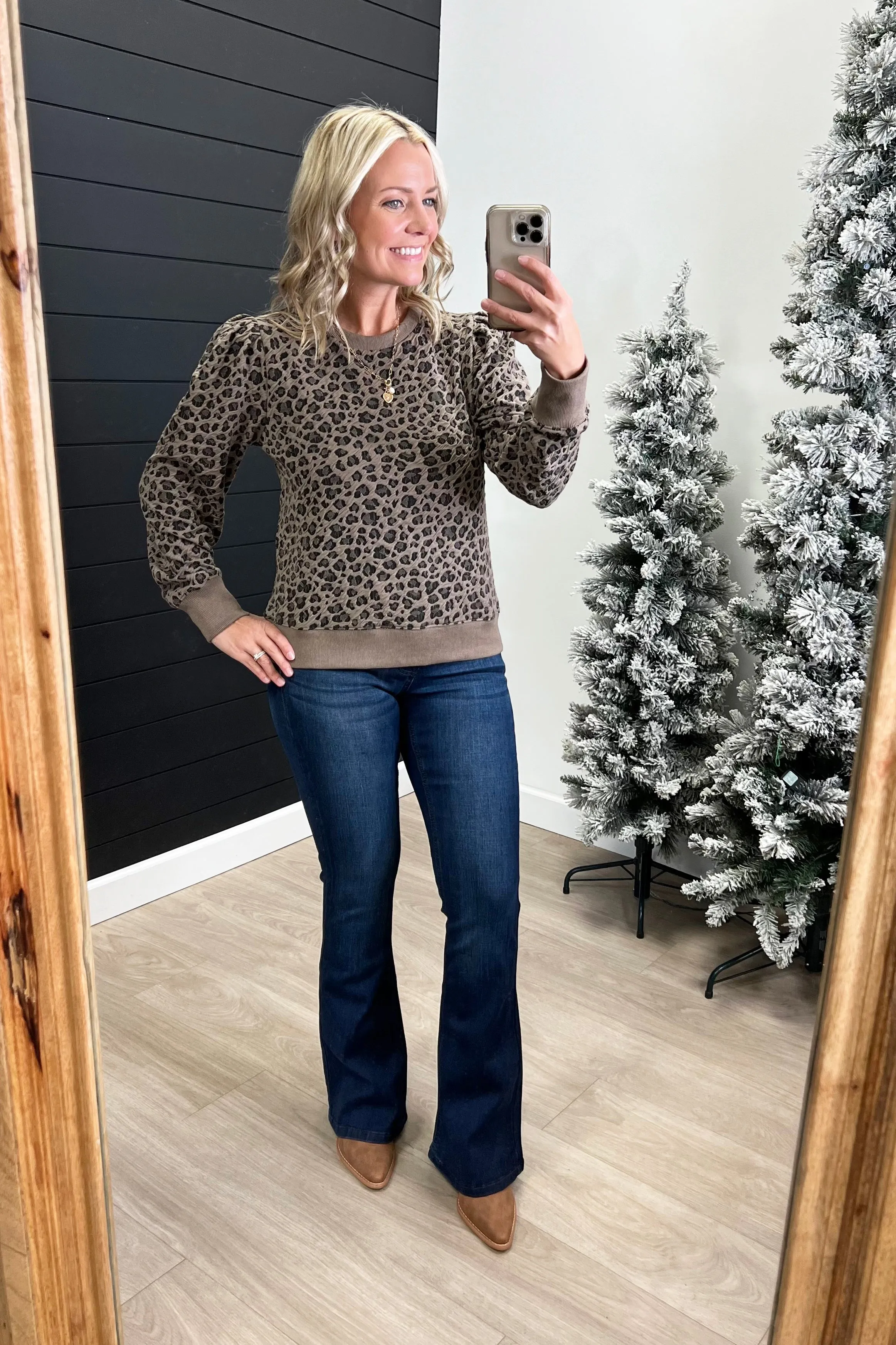 Textured Leopard Pullover