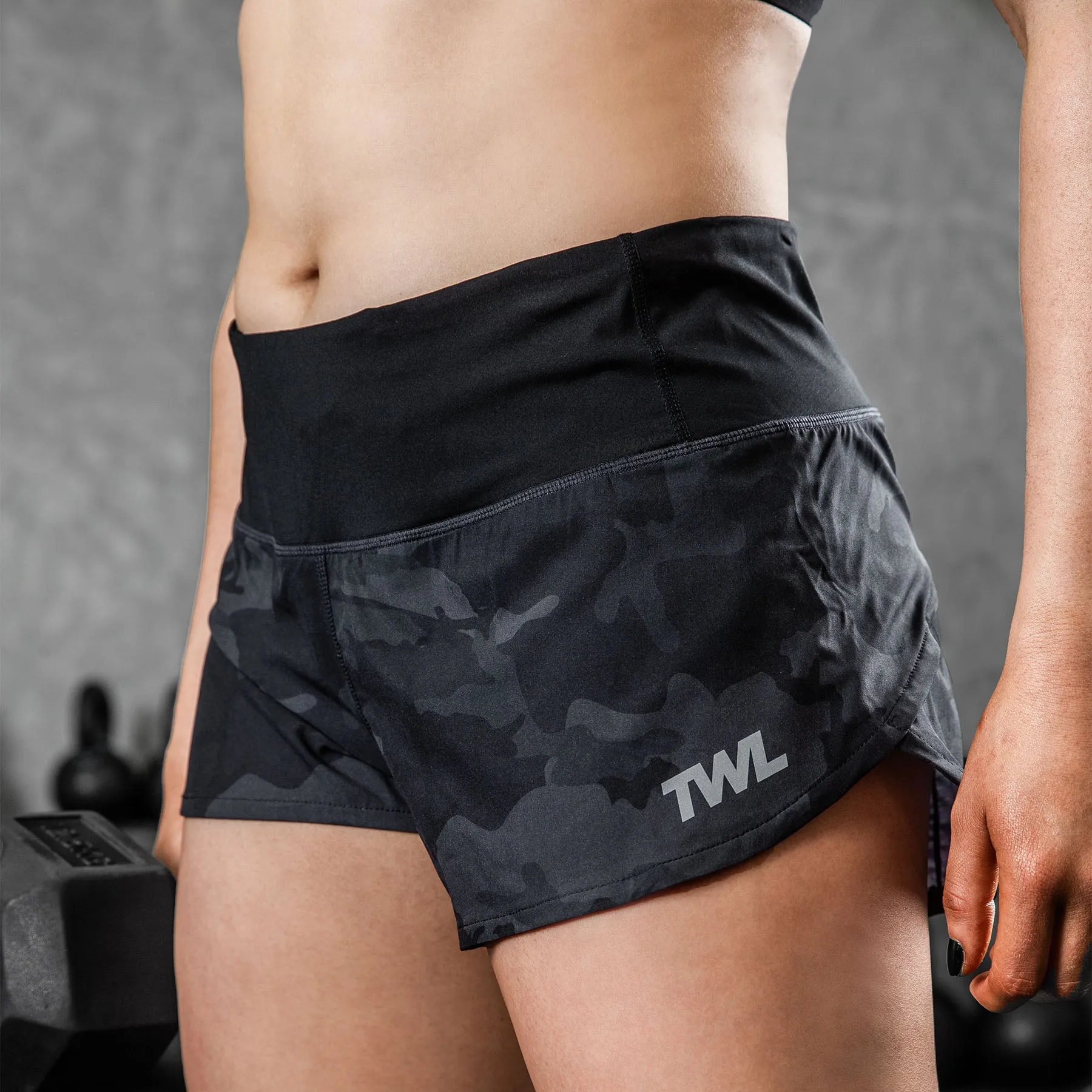 TWL - WOMEN'S MOTION SHORTS - BLACK CAMO