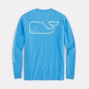 Two-Tone Vintage Whale Long-Sleeve Pocket Tee in Keel Blue by Vineyard Vines