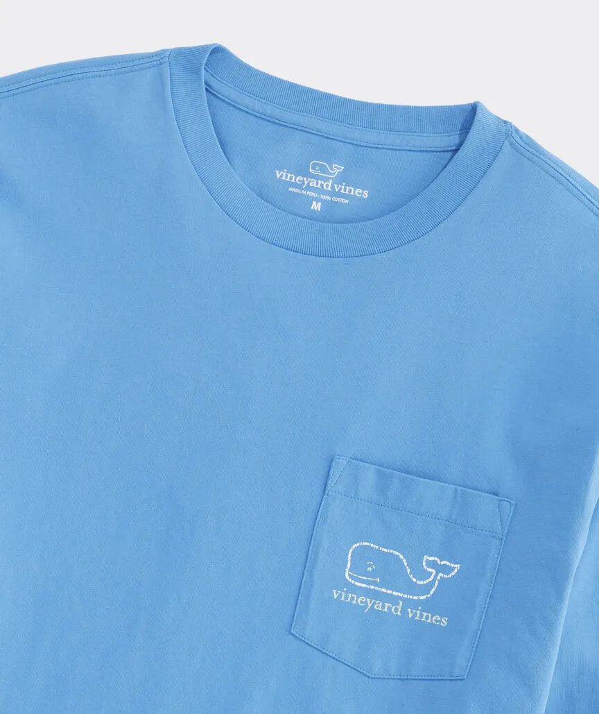 Two-Tone Vintage Whale Long-Sleeve Pocket Tee in Keel Blue by Vineyard Vines